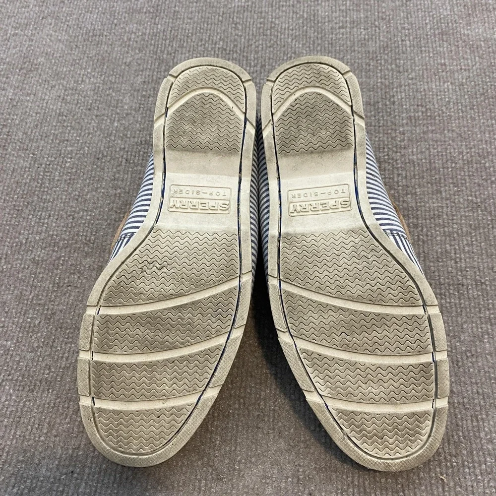 Sperry Top-Sider Shoes Mens Size 8 Blue Striped Canvas Boat Casual STS22036
